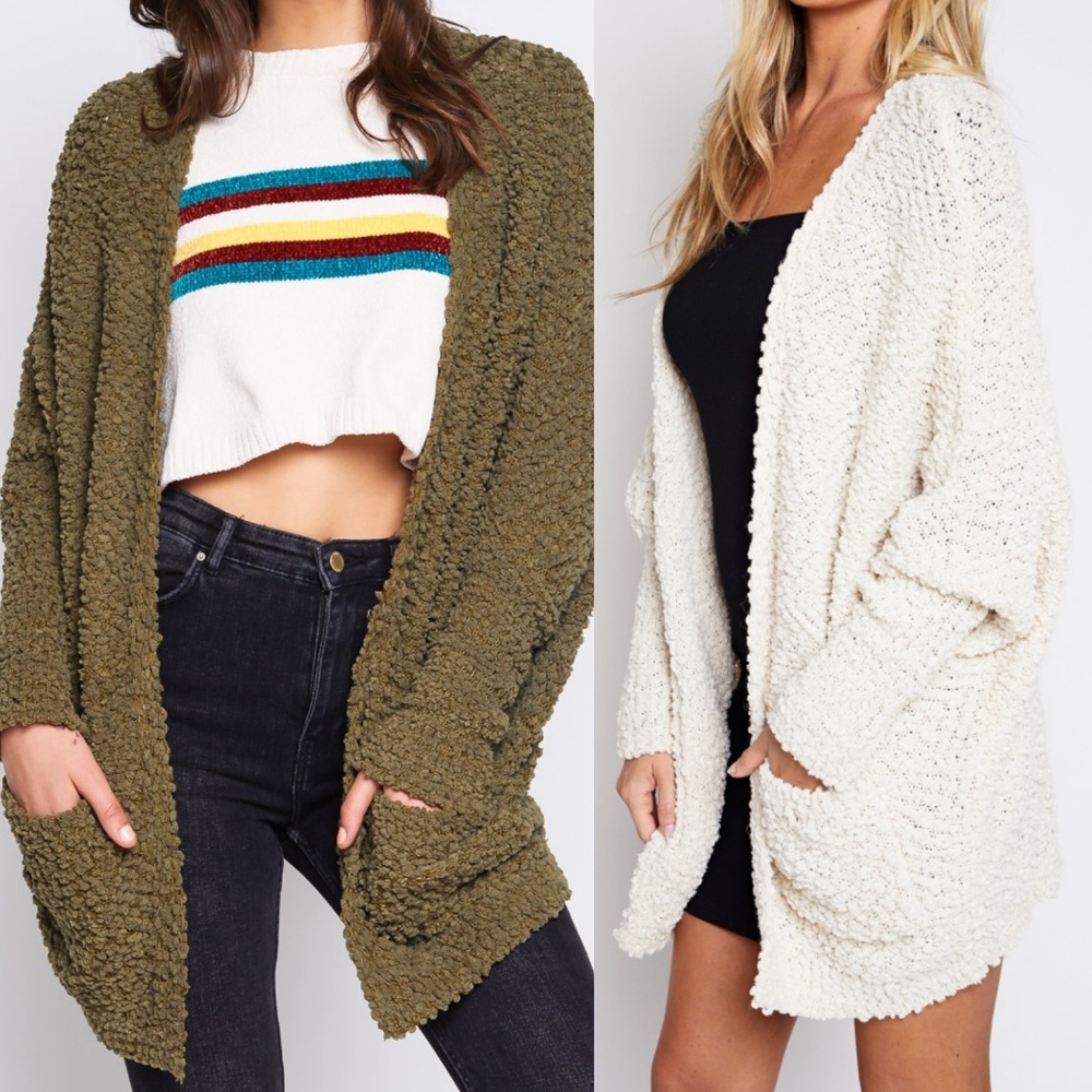 UNFORGETTABLE SOFT POPCORN KNIT CARDIGAN (IVORY) - Picture 8 of 8